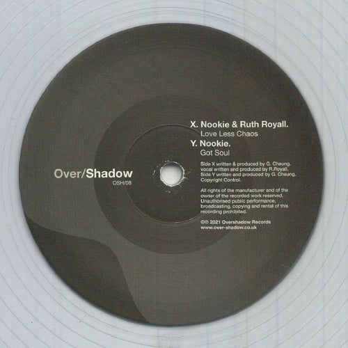 Artist:Nookie /Ruth Royal Title: Love Less Chaos Label: Over/ Shadow Cat: OSH 008 Format: clear vinyl 12