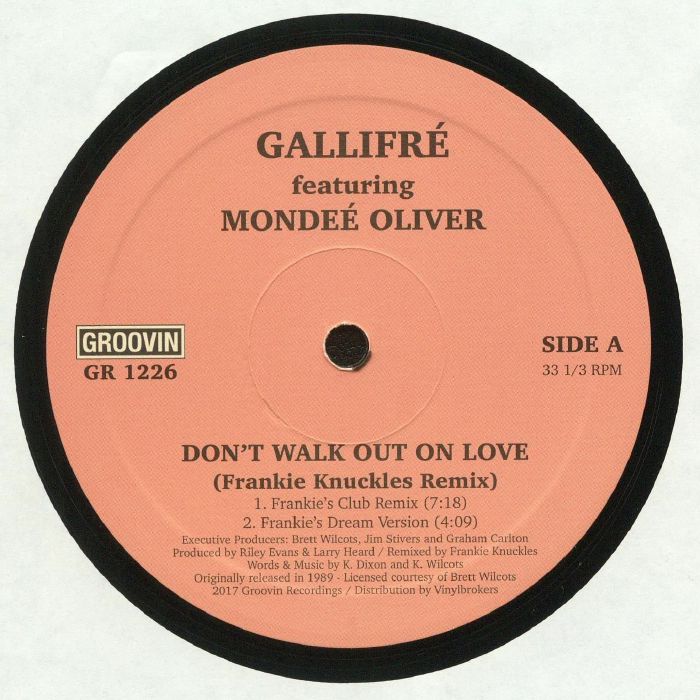 Artist: RGALLIFRE feat MONDEE OLIVER Title : Don't Walk Out On Love  Label: Groovin Italy Cat: GR 1226 Format : 12” Available at Musenki.co.uk